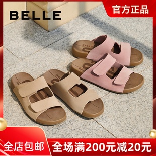 百丽勃肯鞋 A8R1 2024夏新款 牛皮厚底休闲拖鞋 A8R1D 女凉鞋 专柜正品