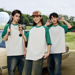 加厚插肩袖圆领班服t恤印制夏季运动会毕业季文化衫定做LOGO成都