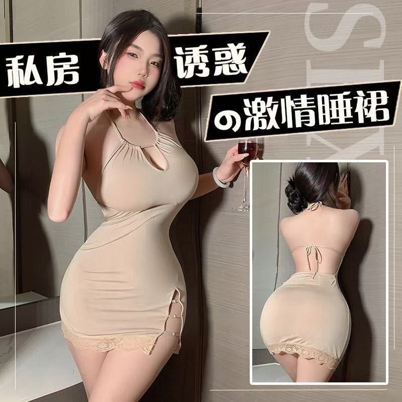纯欲蕾丝吊带大码显瘦睡裙套装