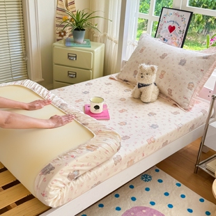 全棉粉色女儿童上下床一米1米2米薄床垫专用床笠100x200 100x190