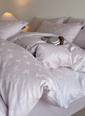 全棉高品质紫色家用1米5床1米8床上四件套轻奢高级感主卧室床笠款