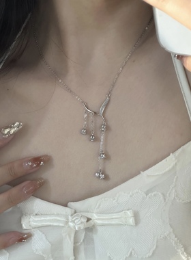 足银项链铃兰花流苏锁骨链原创设计小众百搭七夕情人节礼物