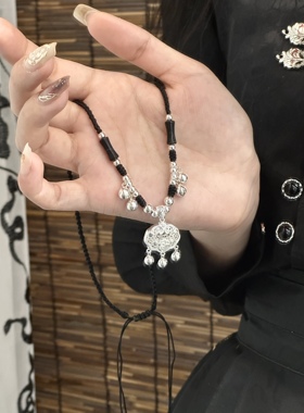 新中式足银平安锁铃铛项链女2023年新款高级设计感小众民族风国风