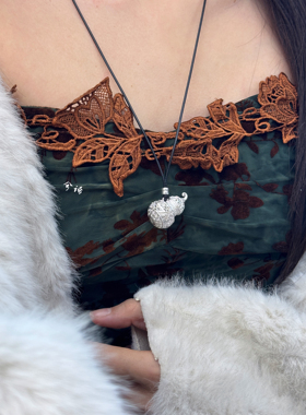 兮语「福满多」足银999纯银项链女葫芦吊坠毛衣链新中式国风礼物