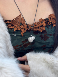 兮语「福满多」足银999纯银项链女葫芦吊坠毛衣链新中式 国风礼物