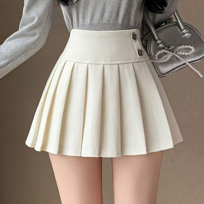 毛呢半身裙秋冬款辣妹裙百褶女