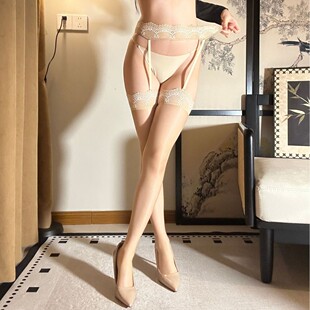 珞樱8498极光撞色蕾丝吊带一体袜性感丝袜诱惑长筒袜超薄镂空