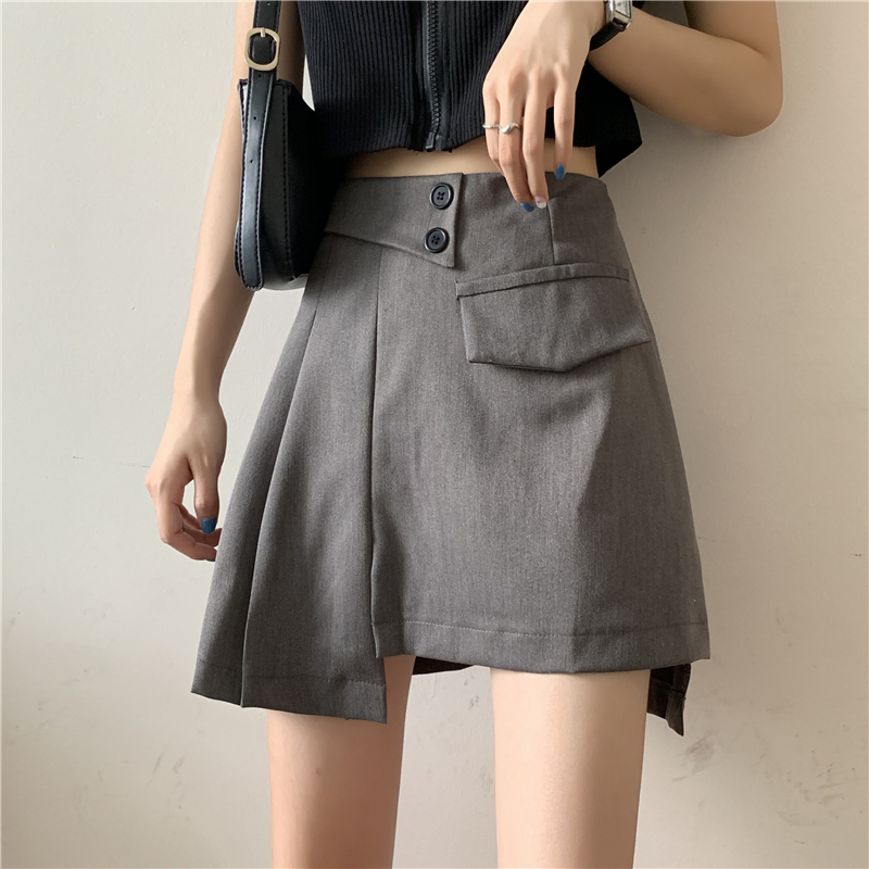 Real photo real price high waist, all kinds of loose and thin pleats, irregular skirt, A-line short skirt, women's skirt