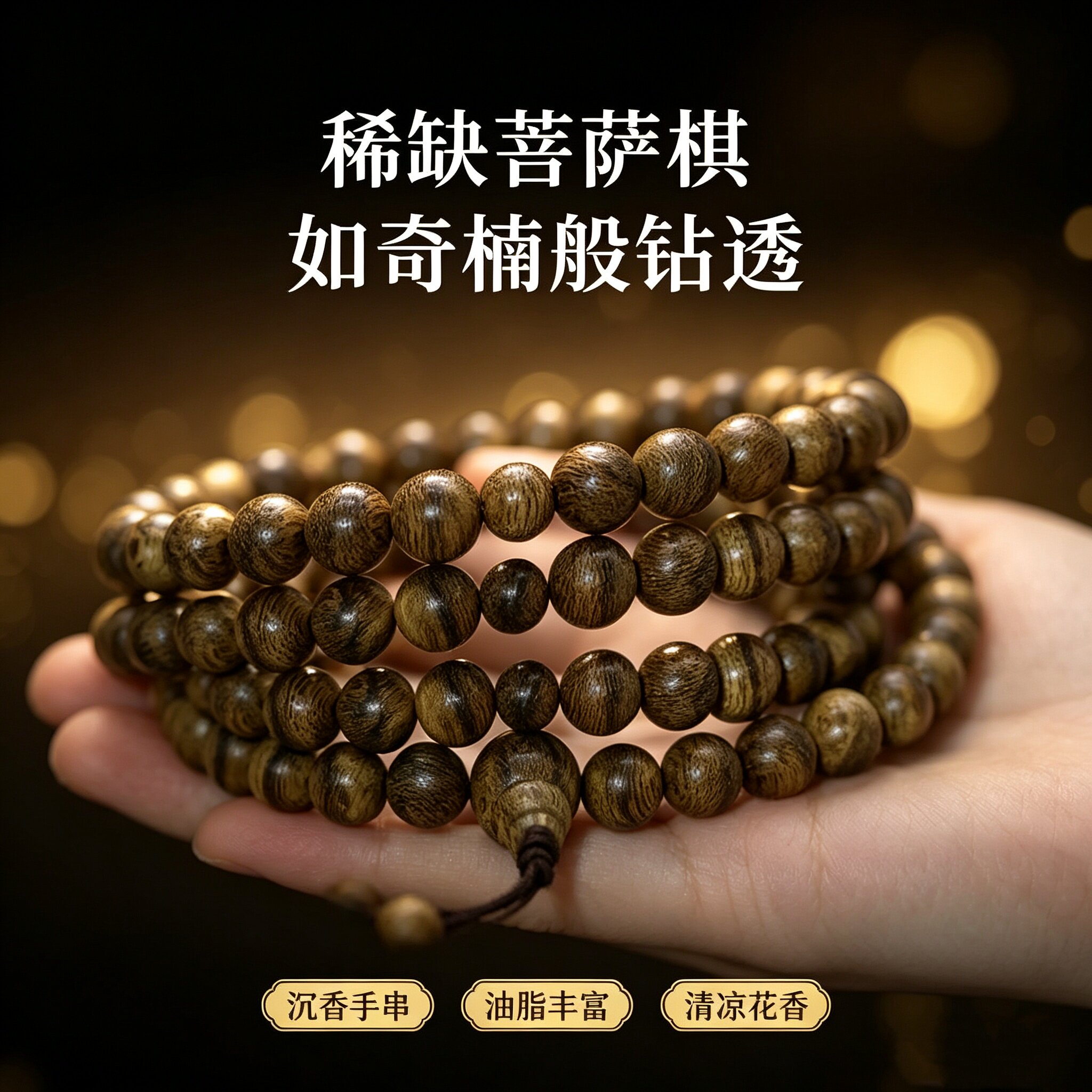 治愈兰花蜜香金丝菩萨棋沉香手串