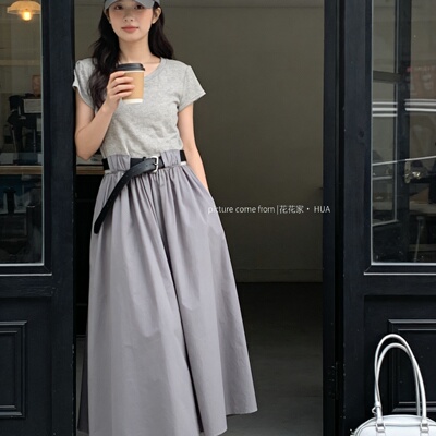 26年夏上新!韩系穿搭气质显瘦百搭修身针织连衣裙(配腰带)  7129