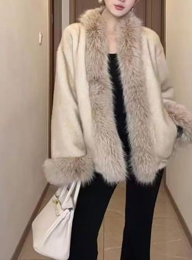 轻奢毛领皮草加厚毛绒环保大衣高级感韩系百搭短外套1147# ZCX