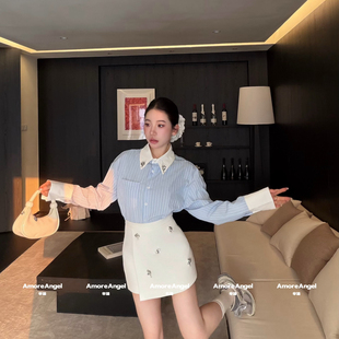 2026春上新清爽减龄自带韩剧女主氛围感衬衫+半身裙套装