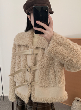 冬上新！韩系甜酷女孩皮带扣短外套  tp88810#  LLC