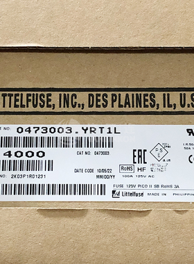 0473003.YRT1L Littelfuse 电路保护 现货供应