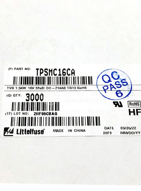 TPSMC16CA  LITTELFUSE  TVS  现货库存