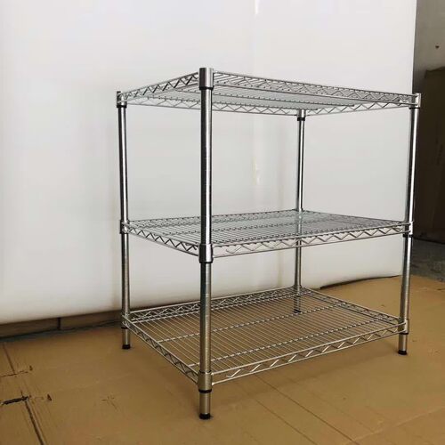 仓库三层带可移动不锈钢展示架