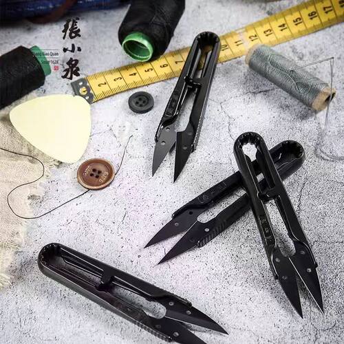 张小泉塑柄纱剪黑色U型剪刀