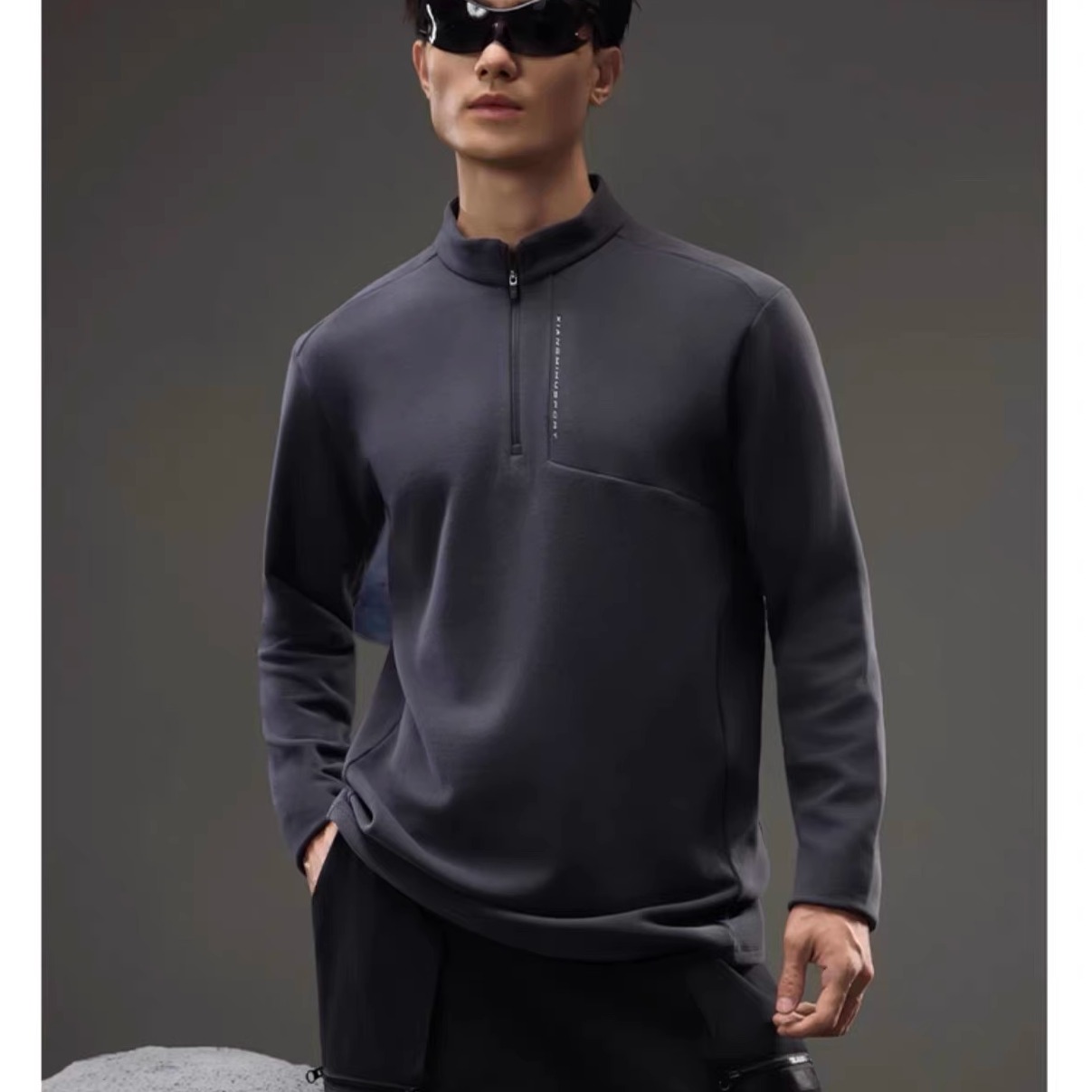 B8081 男士半拉链羊绒蛋白拉链领打底衫