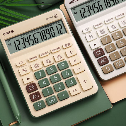 伊达时复古电子计算器12位大屏幕简约时尚网红款语音款财务会计办公学生用计算机器可爱高颜值好看商用带声音