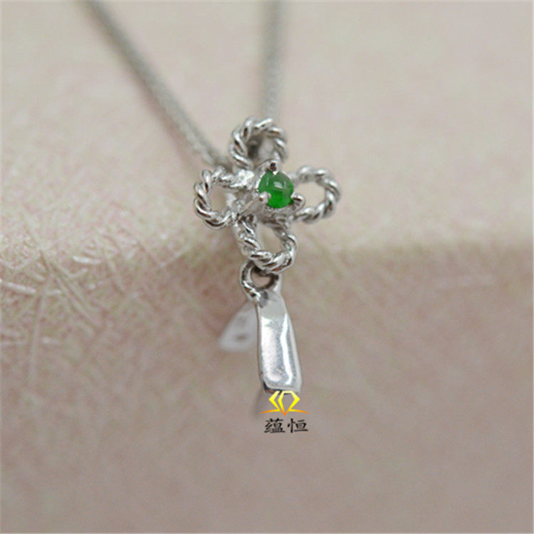 18K扣吊坠扣头花形A货小蛋麻花扣子玫瑰金扣翡翠蜜蜡夹扣头玉坠扣