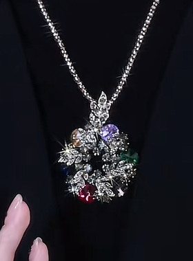 复古高级感彩色水晶项链时尚