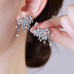 黄亦玫同款烟花珍珠耳钉轻奢小众设计感洋气耳环气质超闪重工耳饰