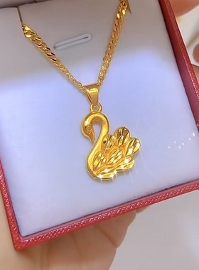 新中式金色天鹅吊坠女时尚百搭高级感项链轻奢小众独特设计感配饰