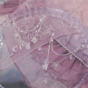 百搭水晶链挂链一只冲天兔 配饰洛丽塔花嫁鞋 花间影鞋 链lolita鞋