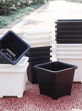 塑料加厚多肉花盆树脂景天群生仙人球盆组合盆小黑白方盆满包邮