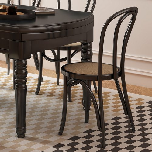 法式复古风餐椅美式实木藤编椅子