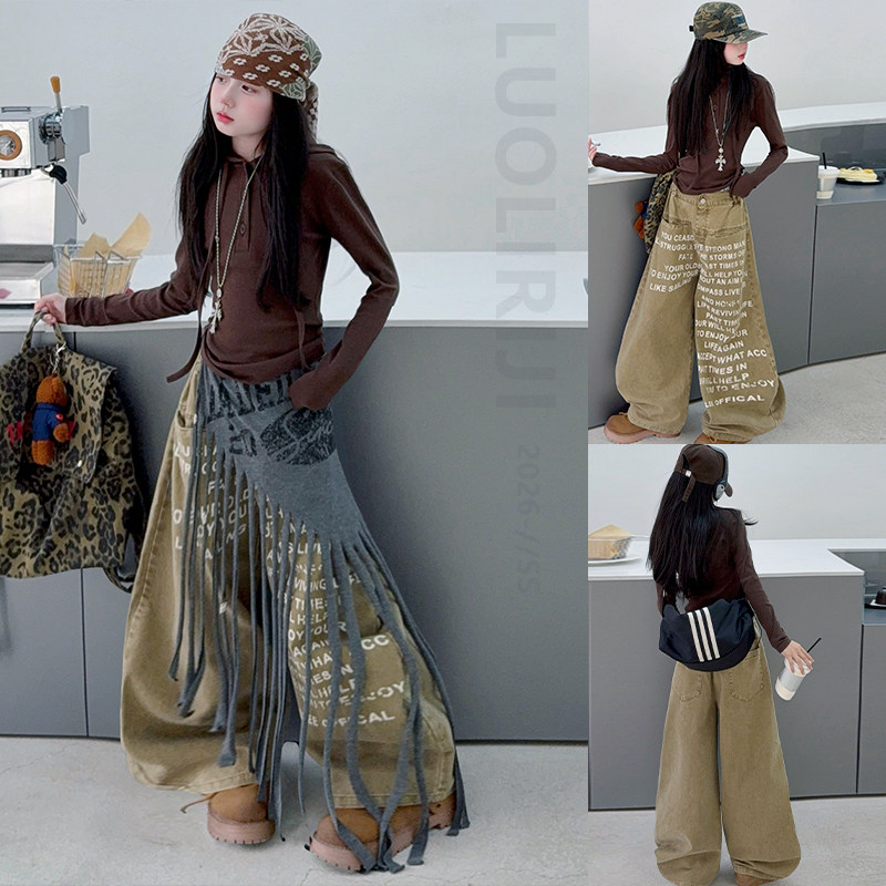 女童咖色修身帽衫美式高街风棉布牛仔弯刀裤儿童爵士街舞潮酷套装,童装/婴儿装/亲子装,套装,淘宝优惠券,粉丝福利购,淘宝优惠卷