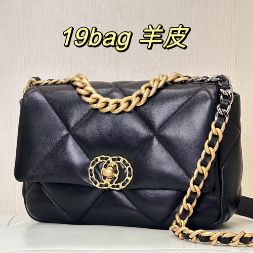 ANHE香香19bag真皮女包小香风羊皮绣花肩斜挎包软皮菱格链条包