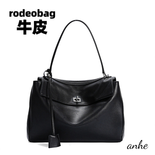 ANHE2024新款通勤风rodeobag斜挎牛皮托特包大容量级感腋下包