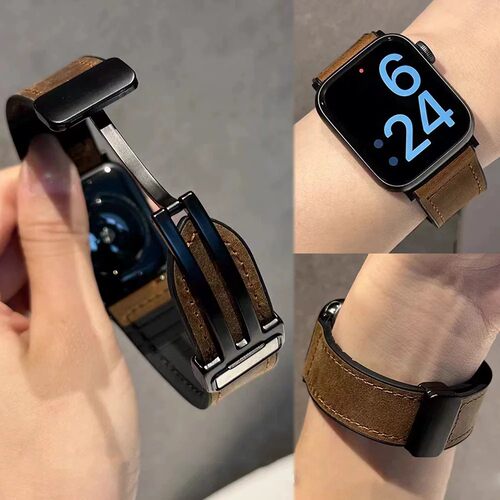 适用华为苹果iwatch疯马皮手表带