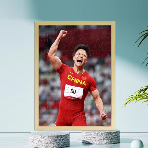苏炳添实木相框拼图500片纪念