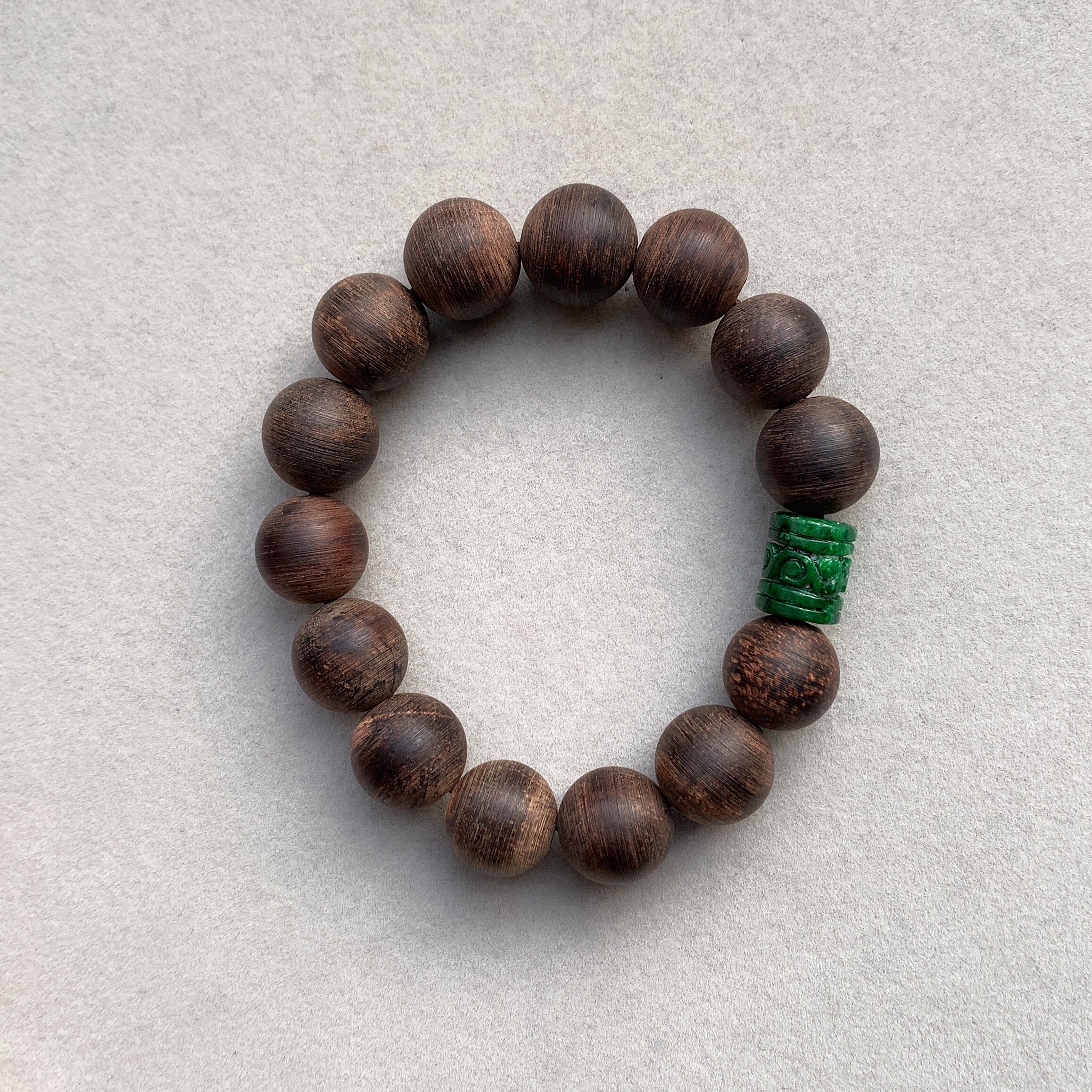 天然印尼沉香沉水花青翡翠手串手链单圈女男士佛珠礼物舒缓心情