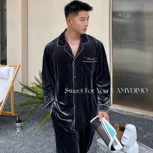 家居服套装 睡衣男高级感珊瑚绒轻奢男士 秋冬季 Amydimo2025年新款
