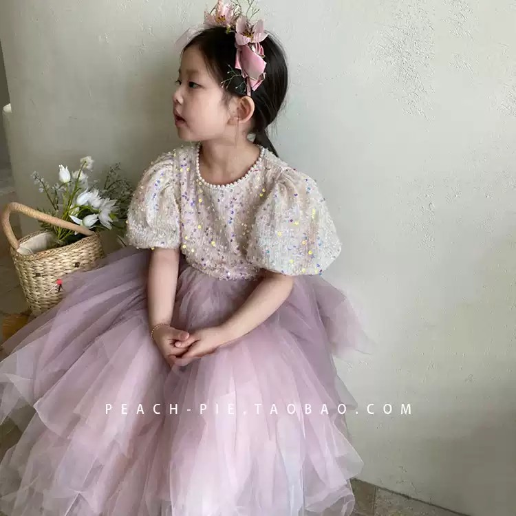 女孩儿童纱裙女孩亮片公主连衣裙