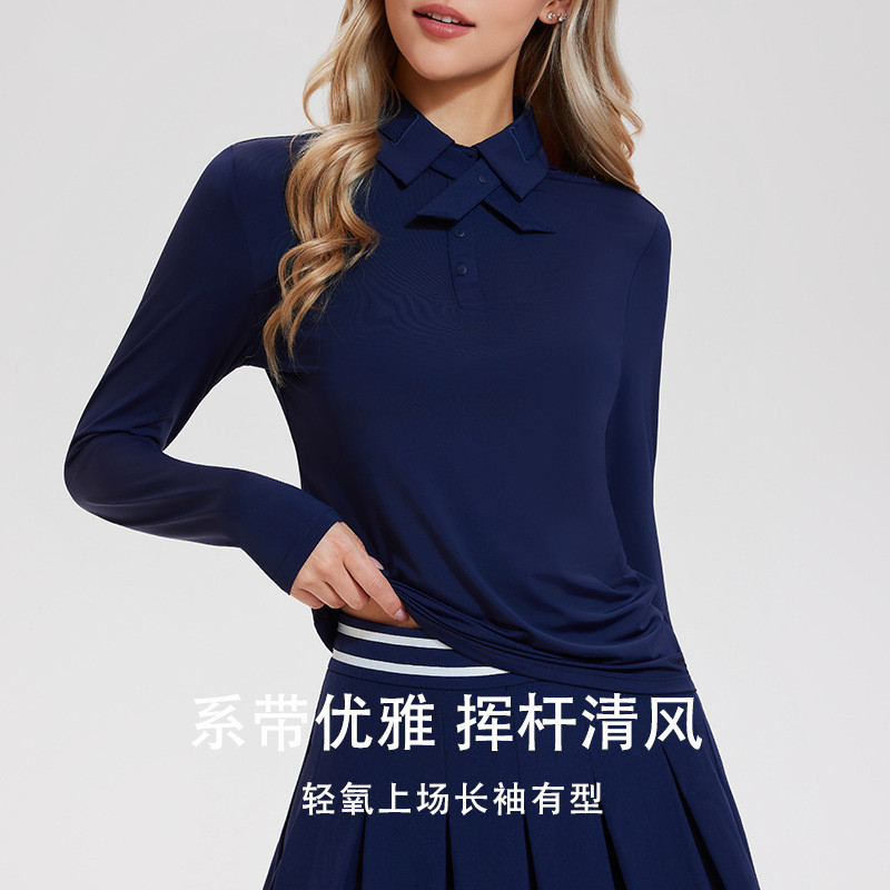长袖高尔夫Polo衫翻领商务网球服