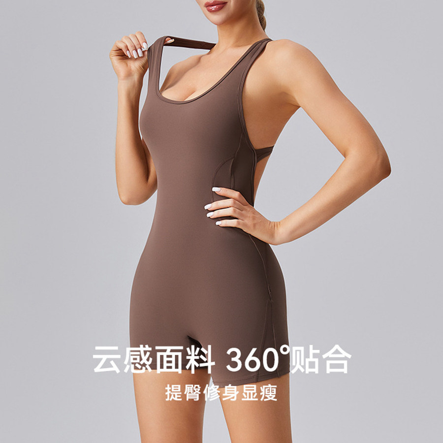 连体服夏季带胸垫塑型连体短裤