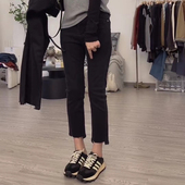 新款 显瘦高腰大码 牛仔裤 2025春季 女胖妹妹弹力九分小直筒烟管裤 子