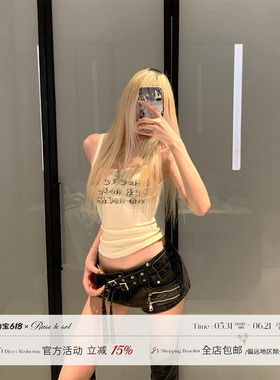 Rase le sol‘Rock believers’黑色低腰牛仔短裤美式辣妹热裤