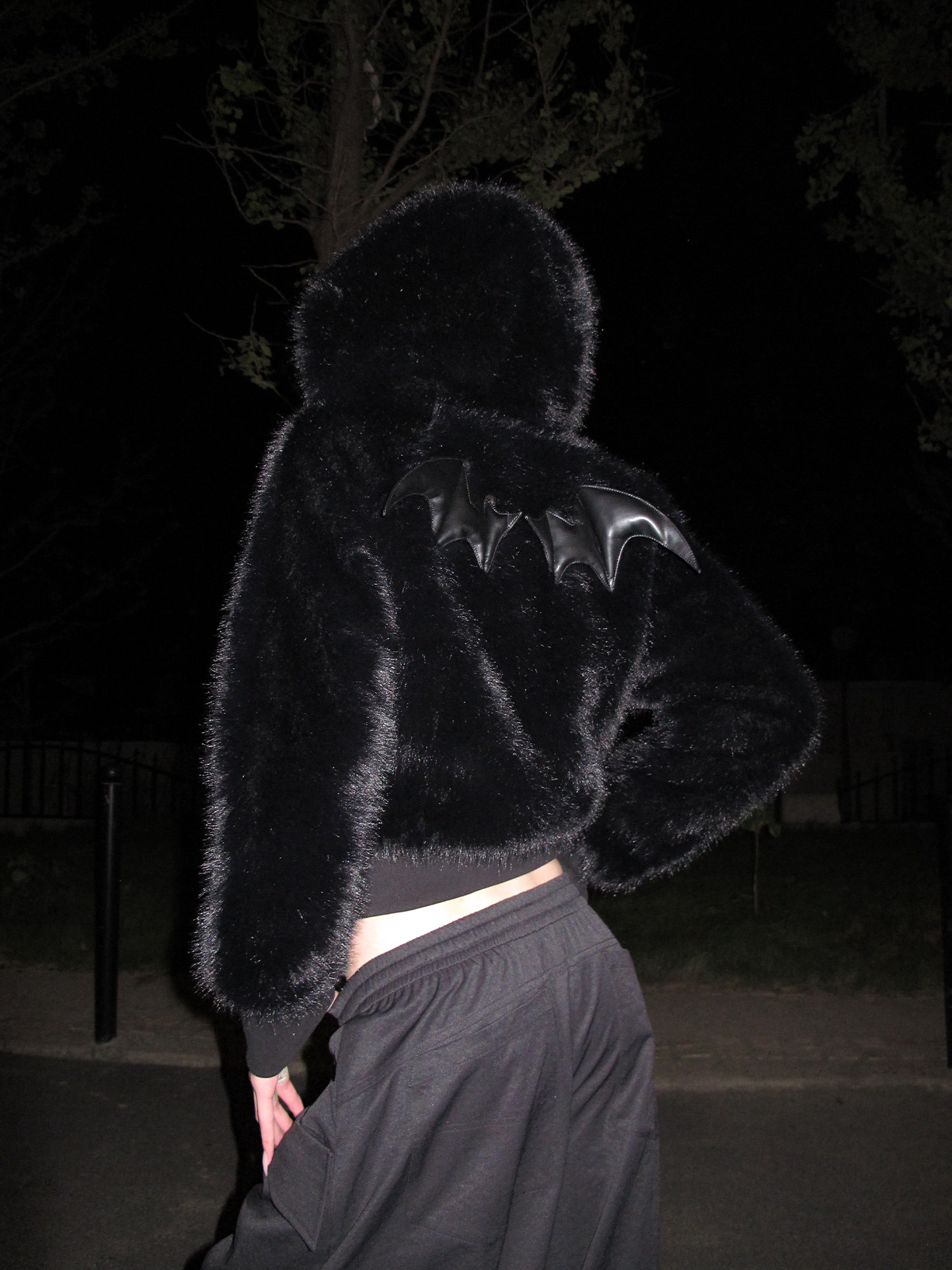 Devil Wings Fur Hoodie Slim Fit Faux Fur Coat - Product image 3