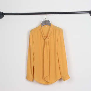 气质飘带长袖雪纺衬衫女2025春秋新款宽松显瘦蝴蝶结飘逸通勤上衣