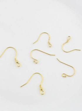 S925纯银耳勾 DIY银饰18K金包金耳环制作配件 饰品手工材料套装包