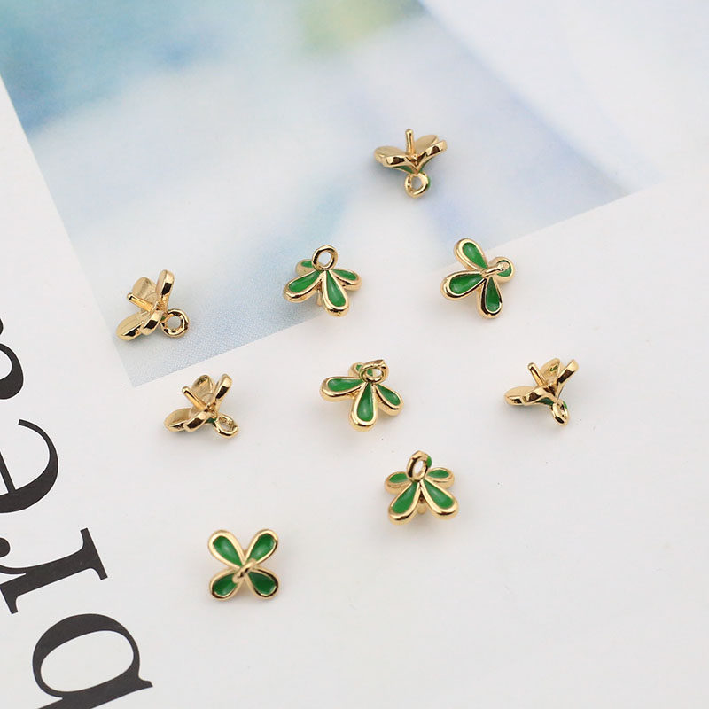 18K包金铸铜滴油四瓣花叶珍珠盖帽镀金吊坠珠挂饰耳环项链材料,饰品/流行首饰/时尚饰品新,其他DIY饰品配件,淘宝优惠券,粉丝福利购,淘宝优惠卷