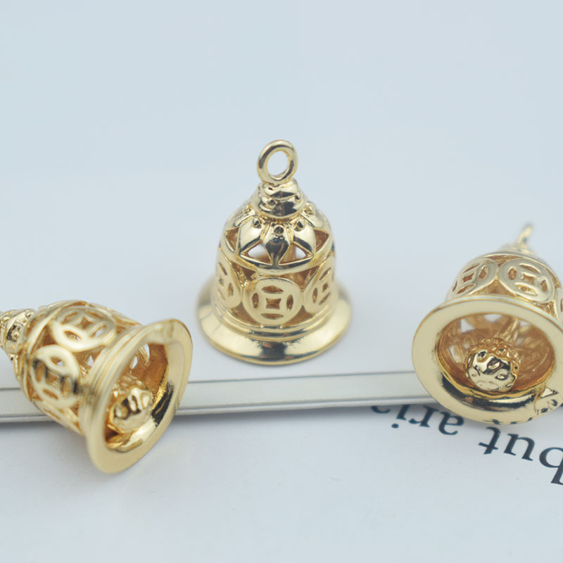 diy纯铜镂空招财耳坠璎珞宫铃