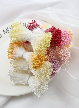 一扎约320根小玫瑰韩版扁头麦芽亚花心花蕊DIY古风发饰发簪材料