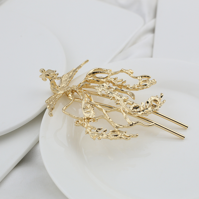 合金凤凰戒面弧形U簪发簪