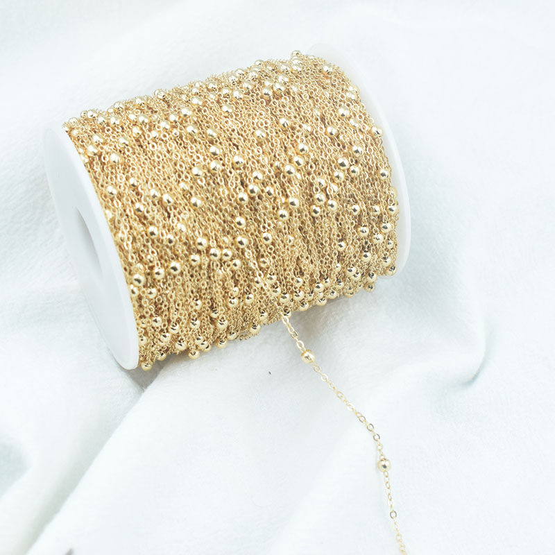 18k纯铜3.5mm扁O夹珠球链蛇骨链条手工diy古风发簪流苏发饰品配件,饰品/流行首饰/时尚饰品新,链条,淘宝优惠券,粉丝福利购,淘宝优惠卷